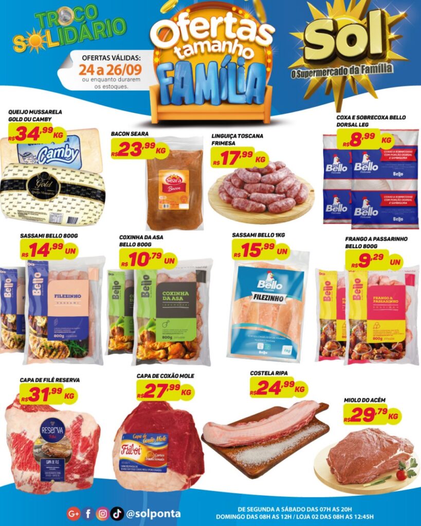Supermercado Sol e as ofertas tamanho família