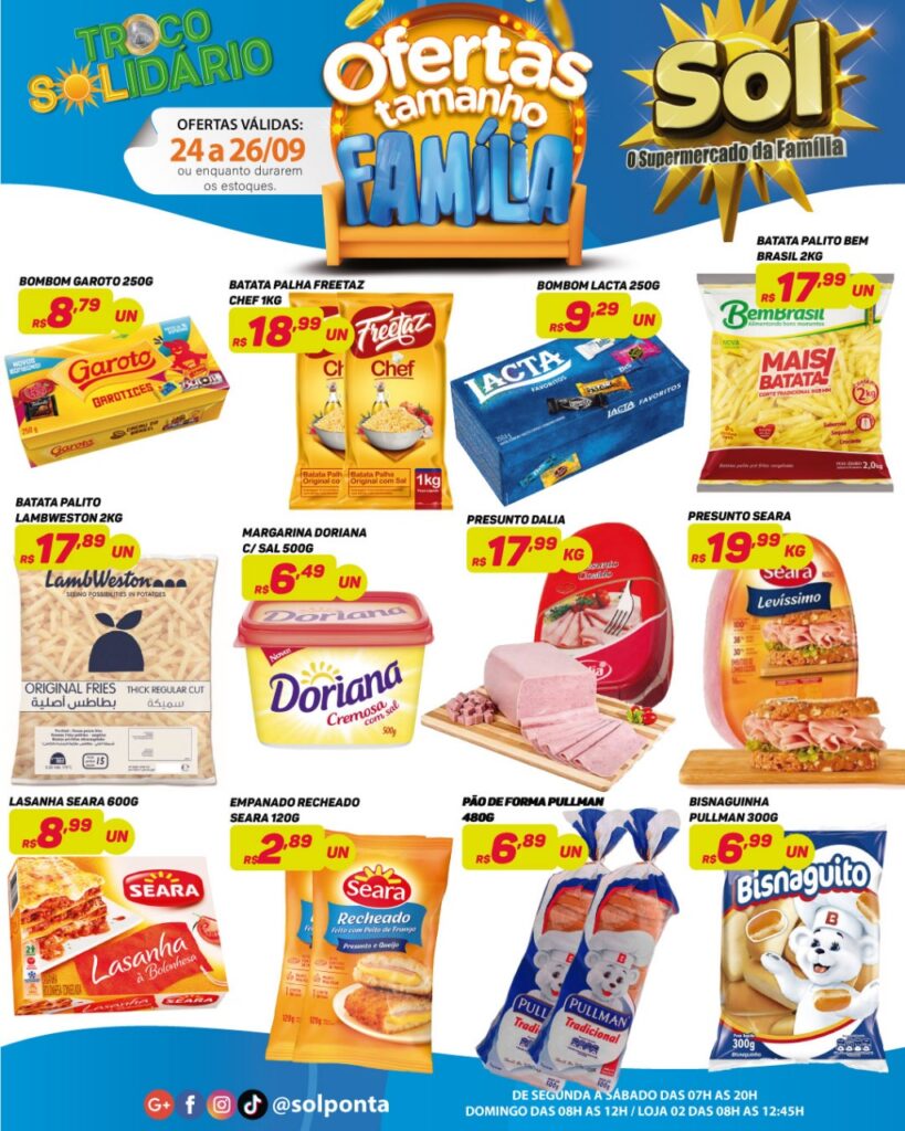 Supermercado Sol e as ofertas tamanho família
