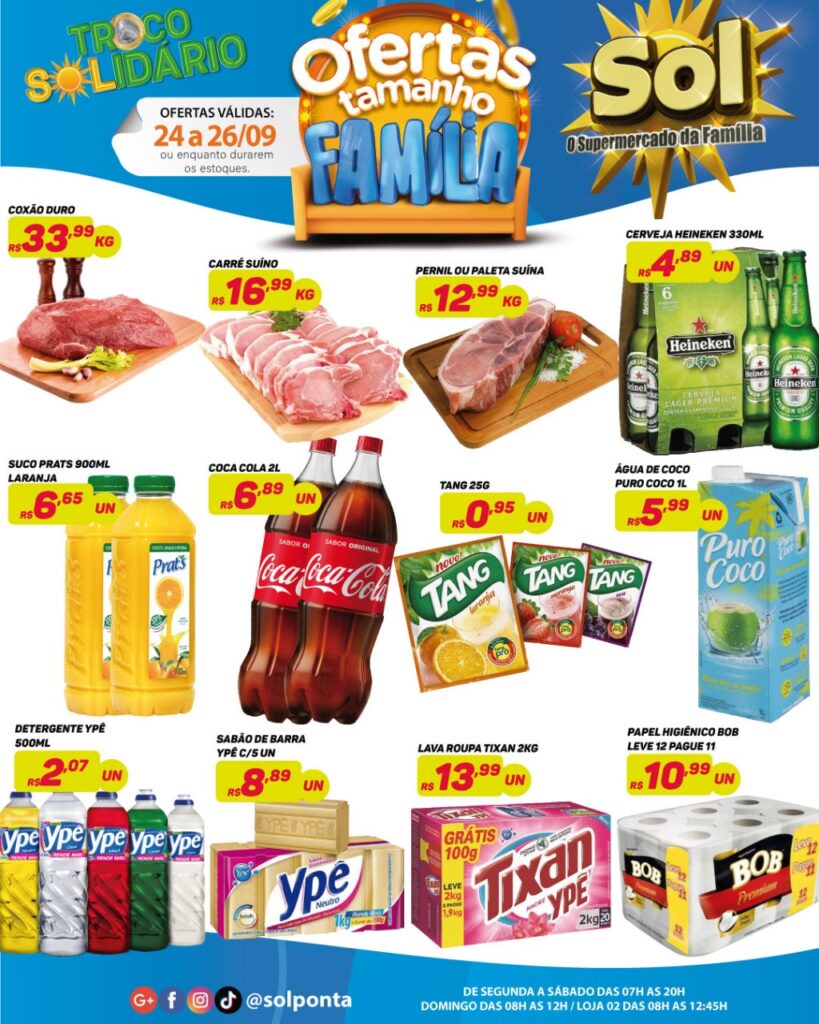 Supermercado Sol e as ofertas tamanho família