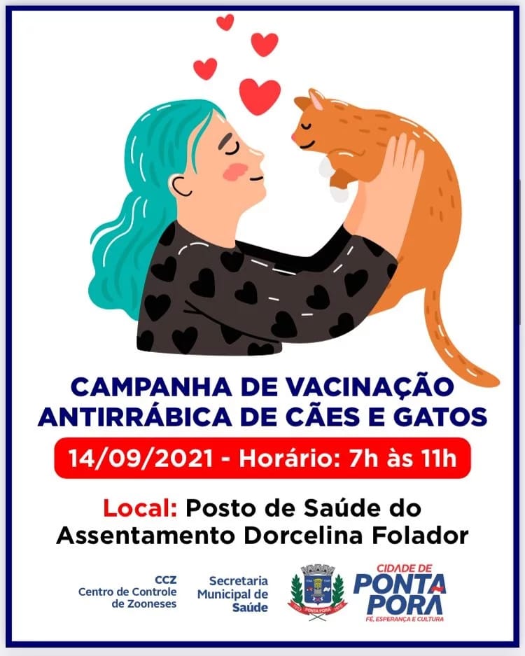 Vacinação antirrábica começa nesse sábado, dia 11, em Ponta Porã