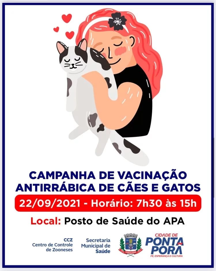 Vacinação antirrábica começa nesse sábado, dia 11, em Ponta Porã