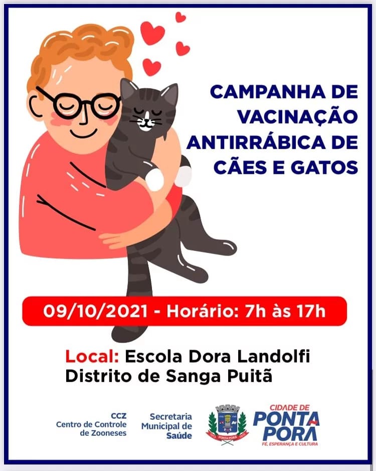 Vacinação antirrábica começa nesse sábado, dia 11, em Ponta Porã