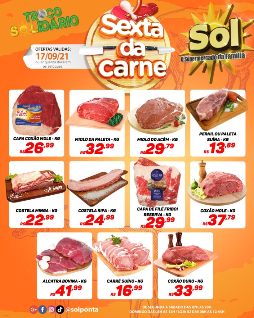 Supermercado Sol e as ofertas da sexta da carne