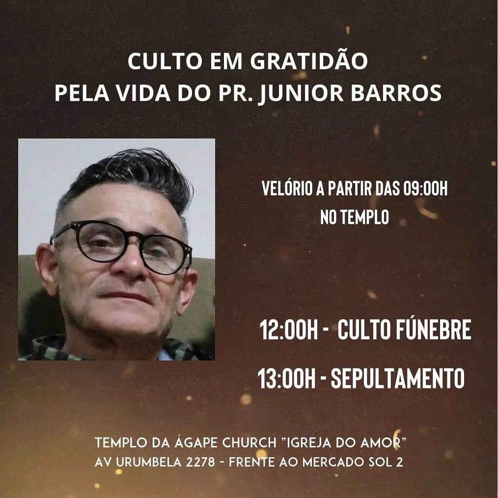 Nota de Falecimento: Pastor Junior Barros