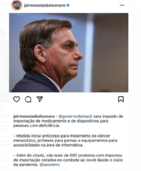 Bolsonaro zera imposto de importação de medicamentos Bolsonaro zera imposto de importação de medicamentos