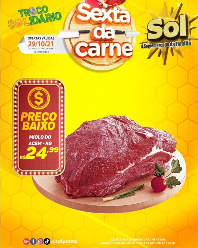 Supermercado Sol e as ofertas da sexta da carne