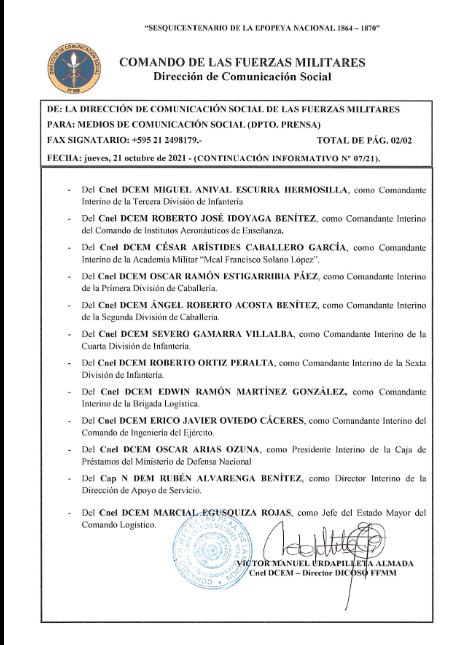 Mario Abdo Benítez realiza cambios en la cúpula militar Mario Abdo Benítez realiza cambios en la cúpula militar