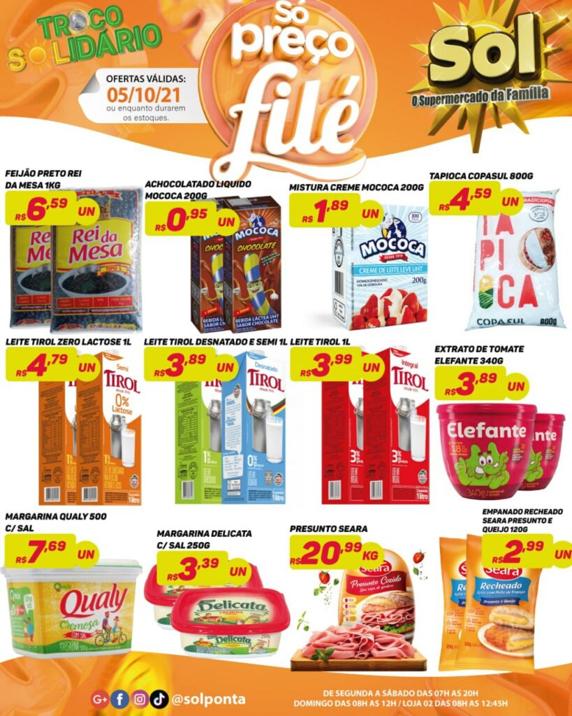 Supermercado Sol e as ofertas da segunda top
