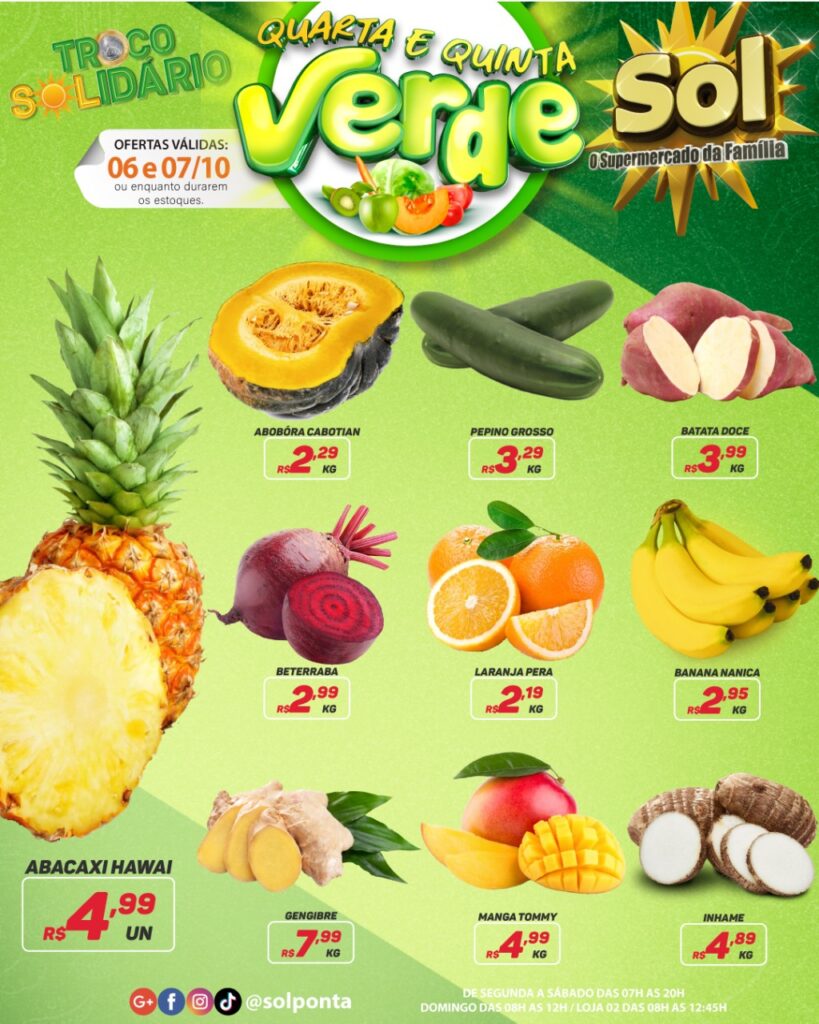 Supermercado Sol e as ofertas da quarta e quinta verde