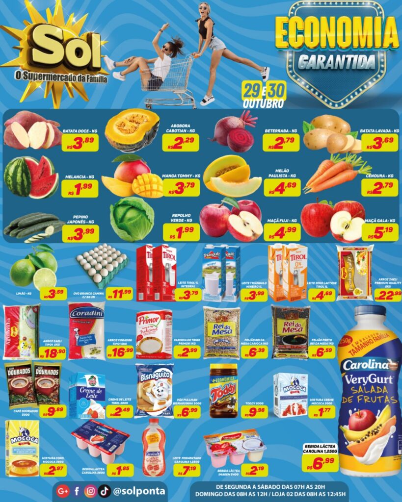 Supermercado Sol e as ofertas da economia garantida