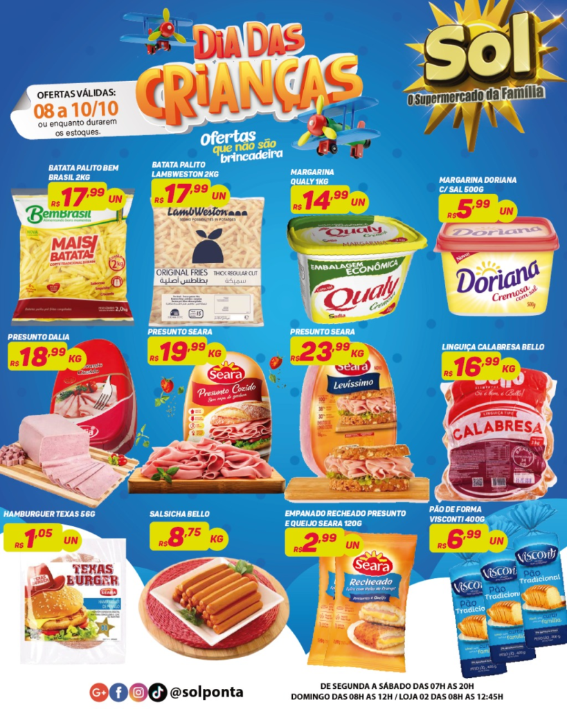 Supermercado Sol e as ofertas para o dia das crianças