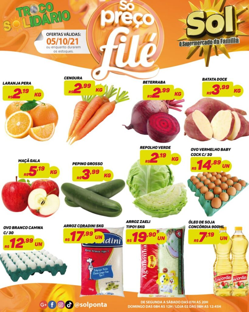 Supermercado Sol e as ofertas da segunda top