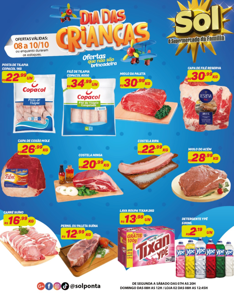 Supermercado Sol e as ofertas para o dia das crianças