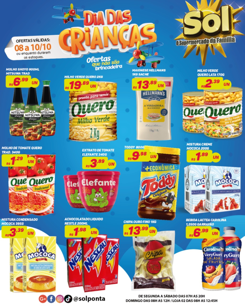 Supermercado Sol e as ofertas para o dia das crianças