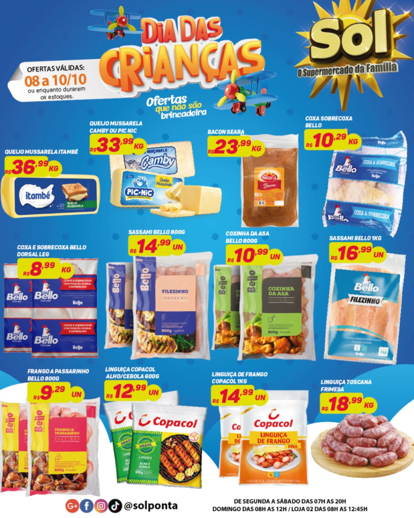 Supermercado Sol e as ofertas para o dia das crianças