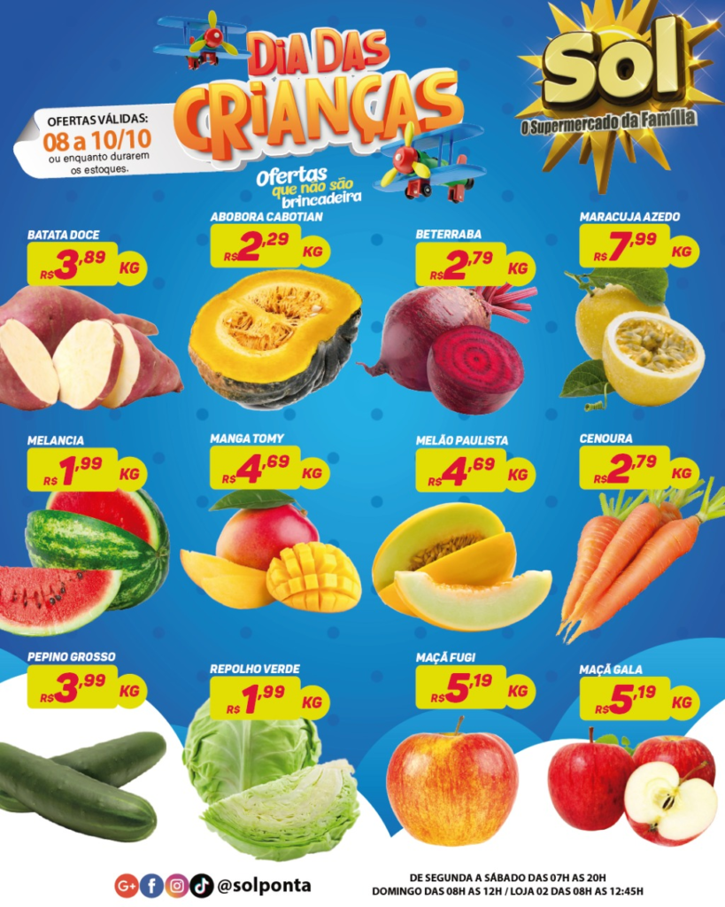 Supermercado Sol e as ofertas para o dia das crianças