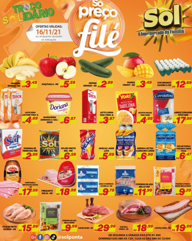 Supermercado Sol e as ofertas da terça só preços filé
