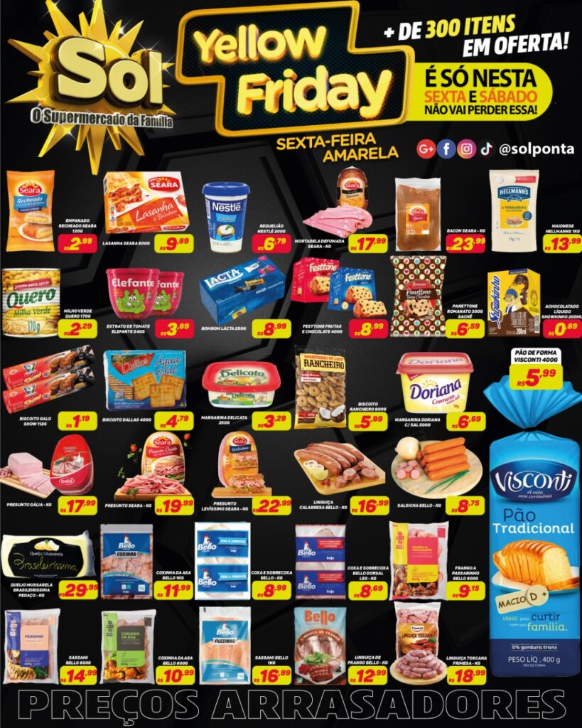 Supermercado Sol e as ofertas da sexta amarela