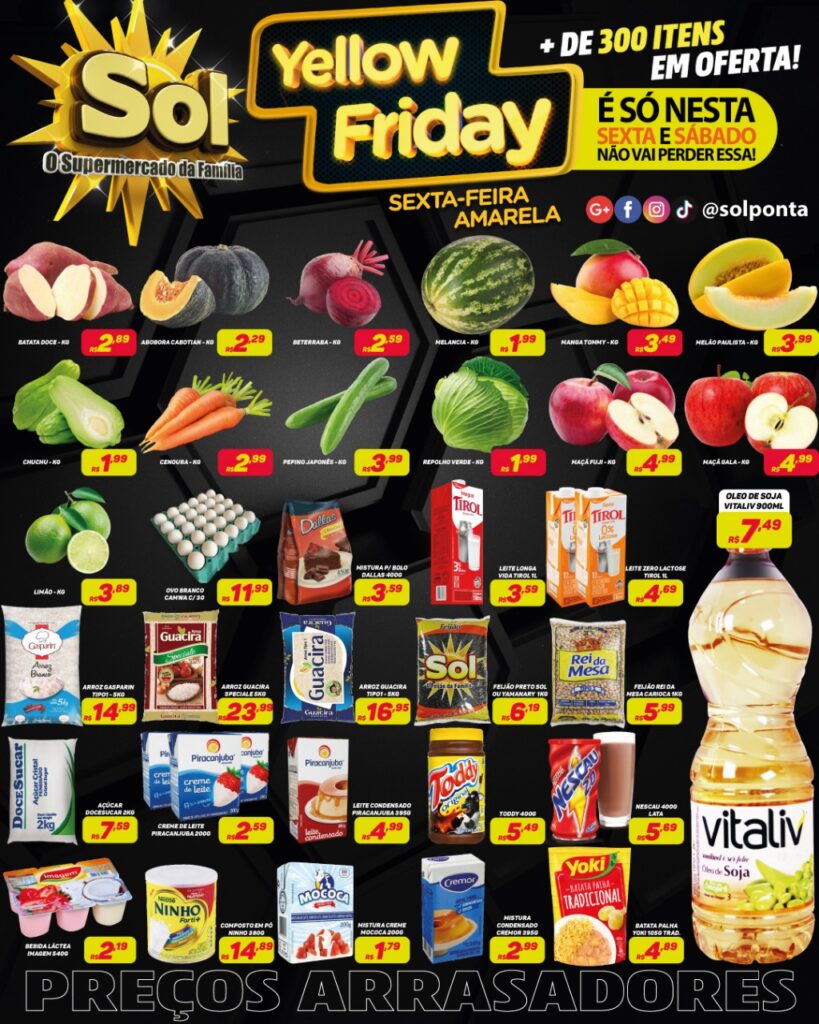 Supermercado Sol e as ofertas da sexta amarela