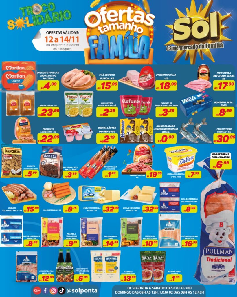 Supermercado Sol e as ofertas tamanho família