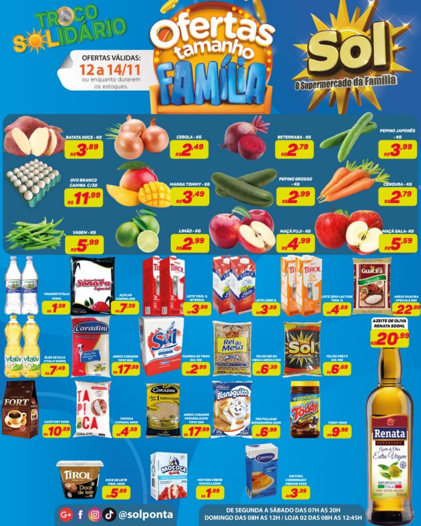 Supermercado Sol e as ofertas tamanho família