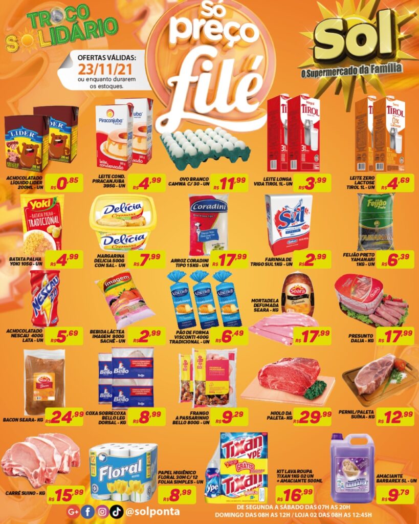 Supermercado Sol e as ofertas da terça só preços filé
