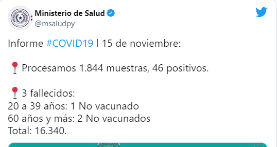 Coronavirus en Paraguay: Salud reporta 3 fallecidos no vacunados