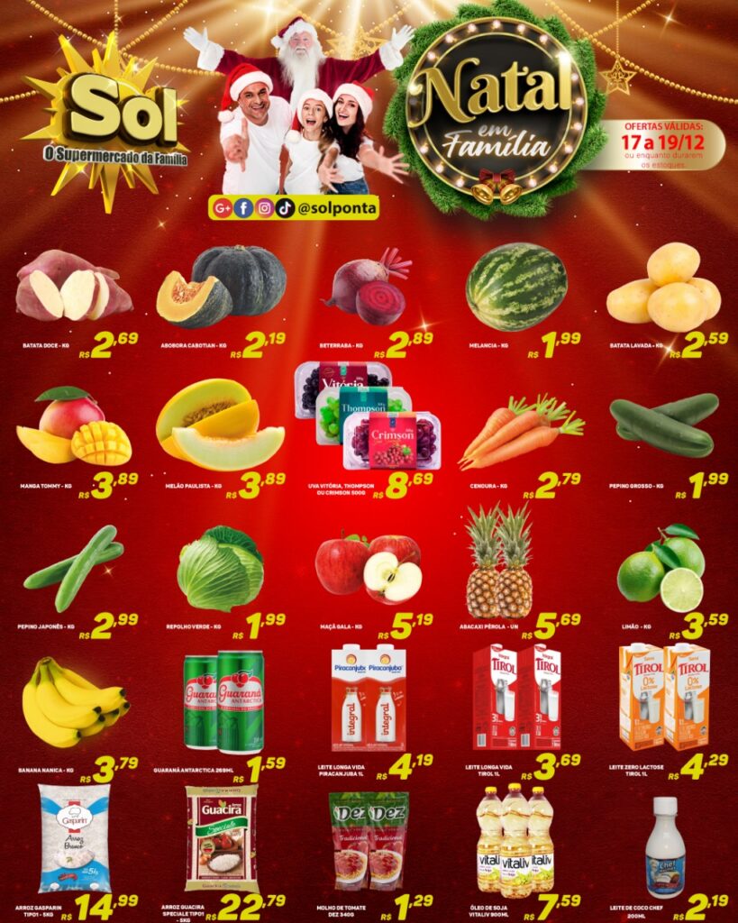 Supermercado Sol e as ofertas natal em família