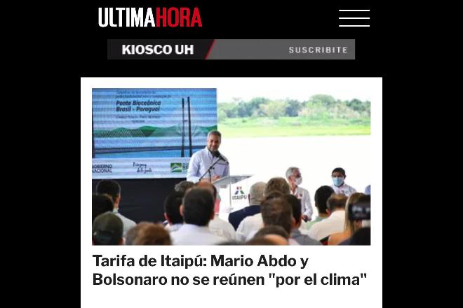 “Clima” do tratado de Itaipu, também influenciou em cancelamento da viagem Bolsonaro, diz imprensa paraguaia “Clima” do tratado de Itaipu, também influenciou em cancelamento da viagem Bolsonaro, diz imprensa paraguaia