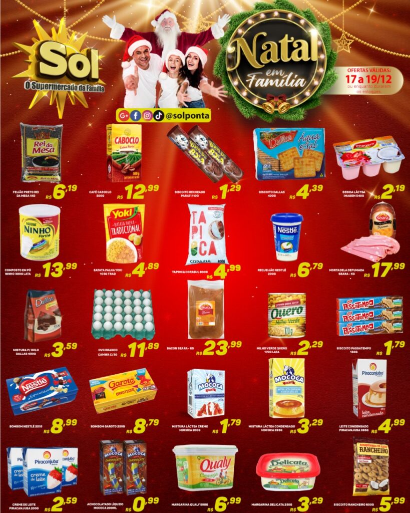 Supermercado Sol e as ofertas natal em família