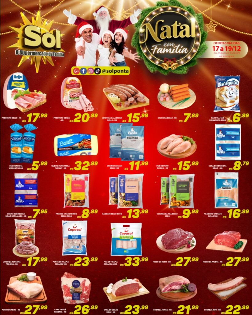 Supermercado Sol e as ofertas natal em família