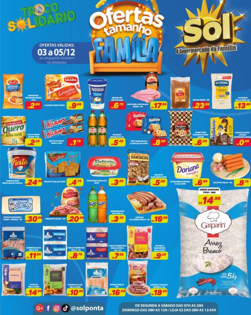Supermercado Sol e as ofertas tamanho família