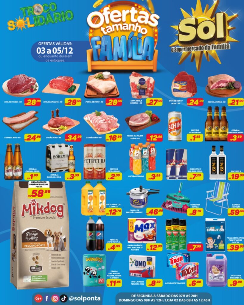 Supermercado Sol e as ofertas tamanho família