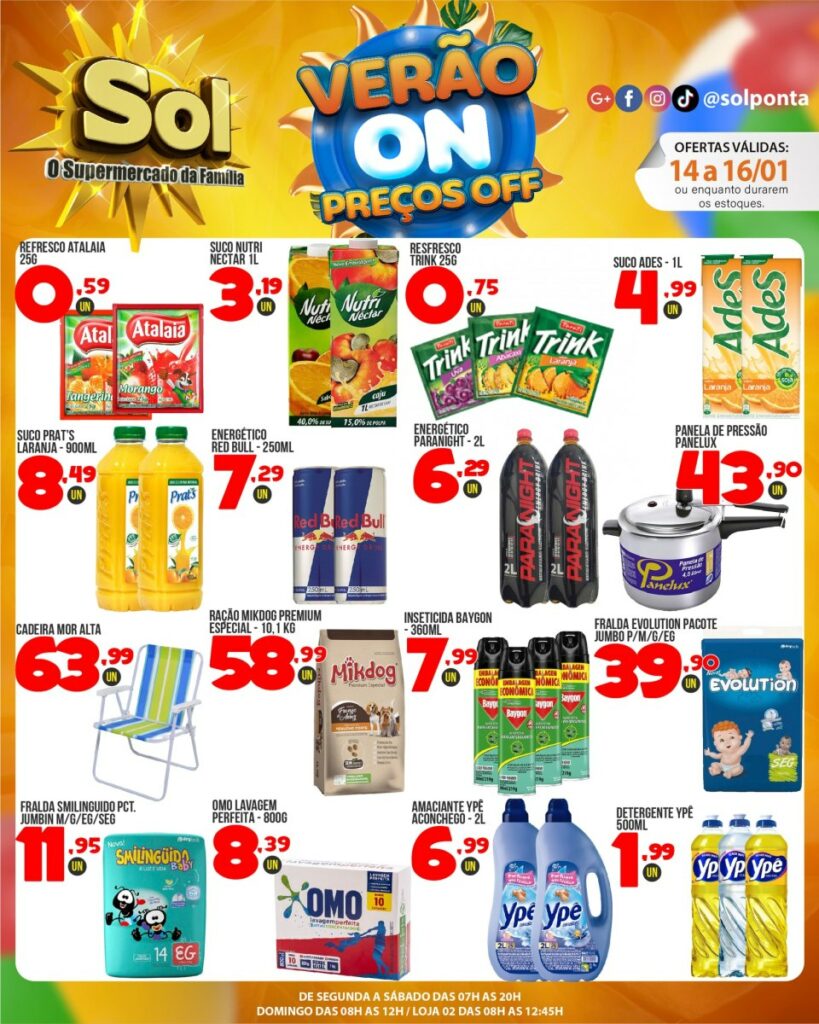 Supermercado Sol e as ofertas da promoção verão On preços off