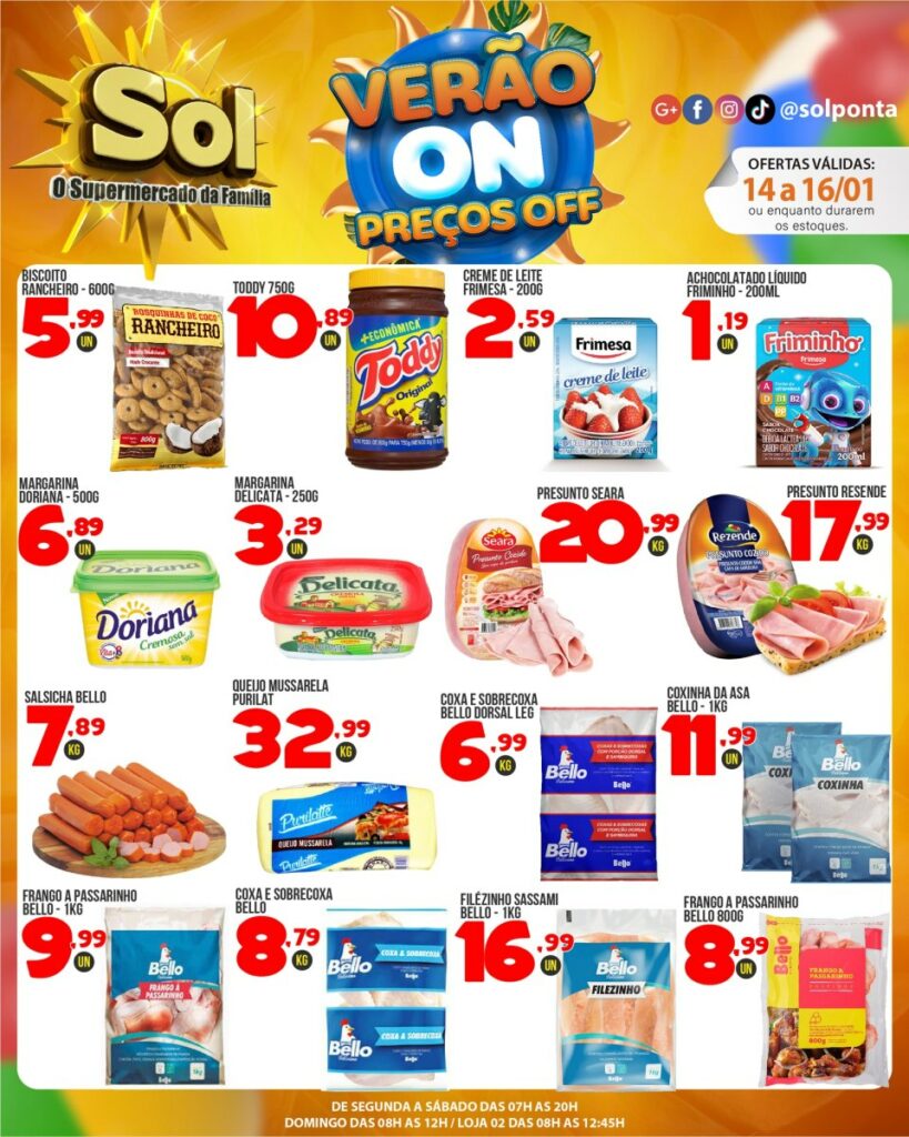 Supermercado Sol e as ofertas da promoção verão On preços off