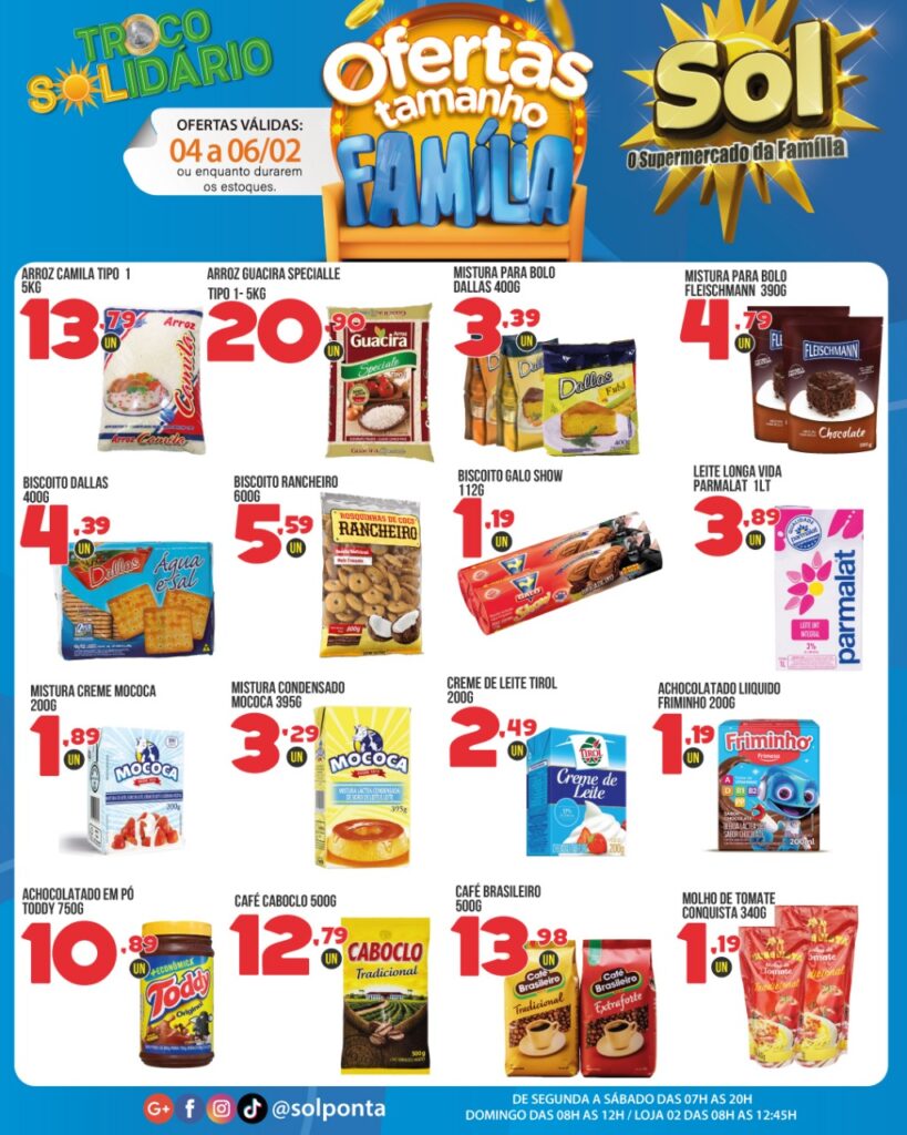 Supermercado Sol e as ofertas tamanho família