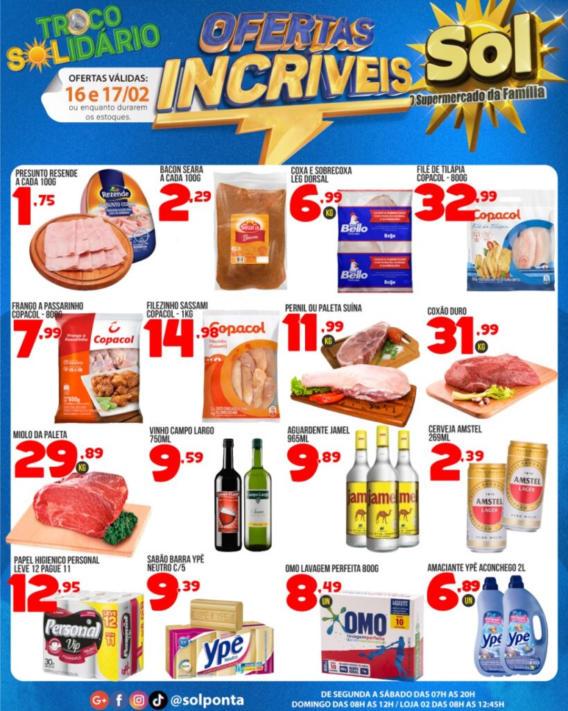 Supermercado Sol e as ofertas da quinta-feira tamanho família