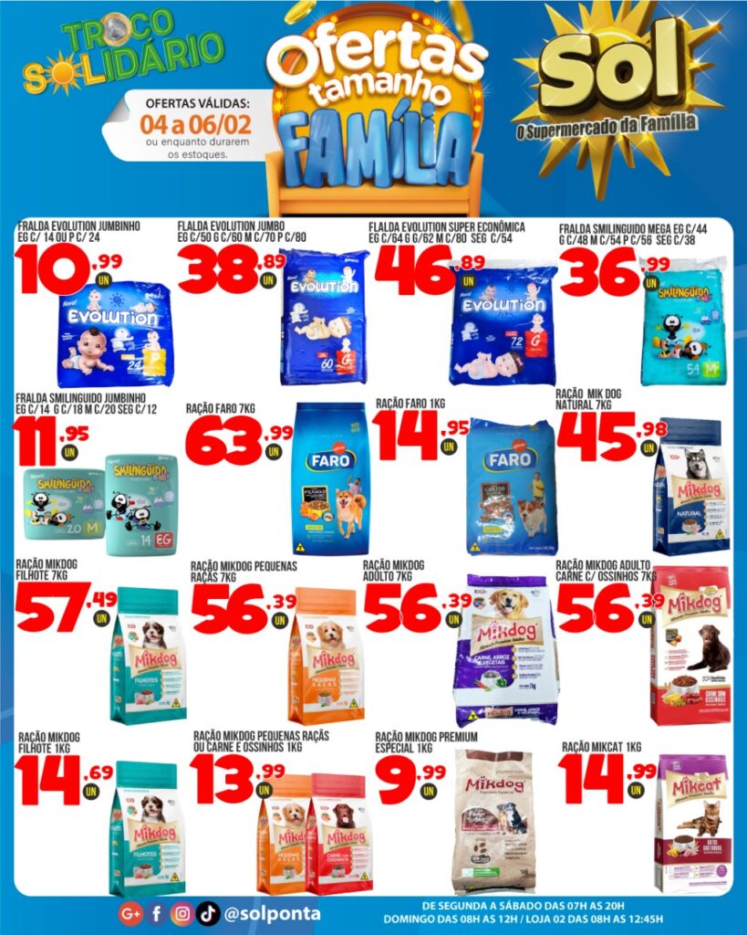 Supermercado Sol e as ofertas tamanho família