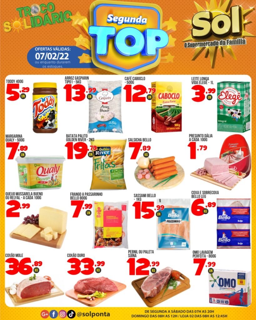 Supermercado Sol e as ofertas da segunda top