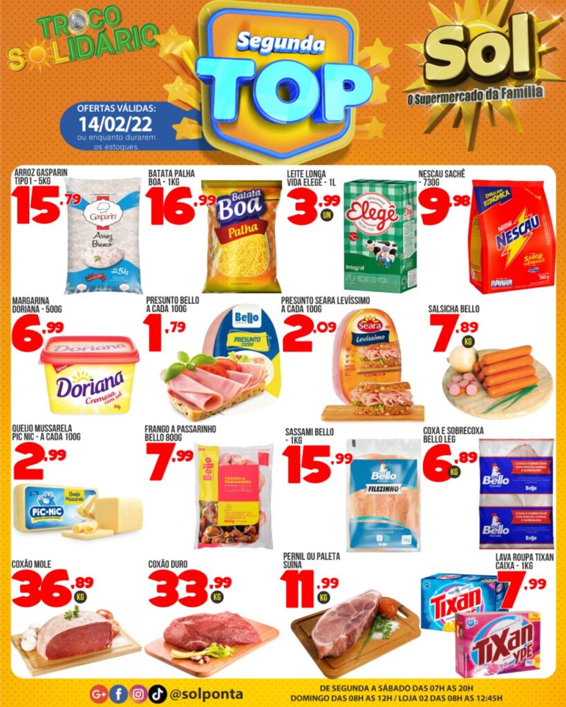 Supermercado Sol e as ofertas da segunda top