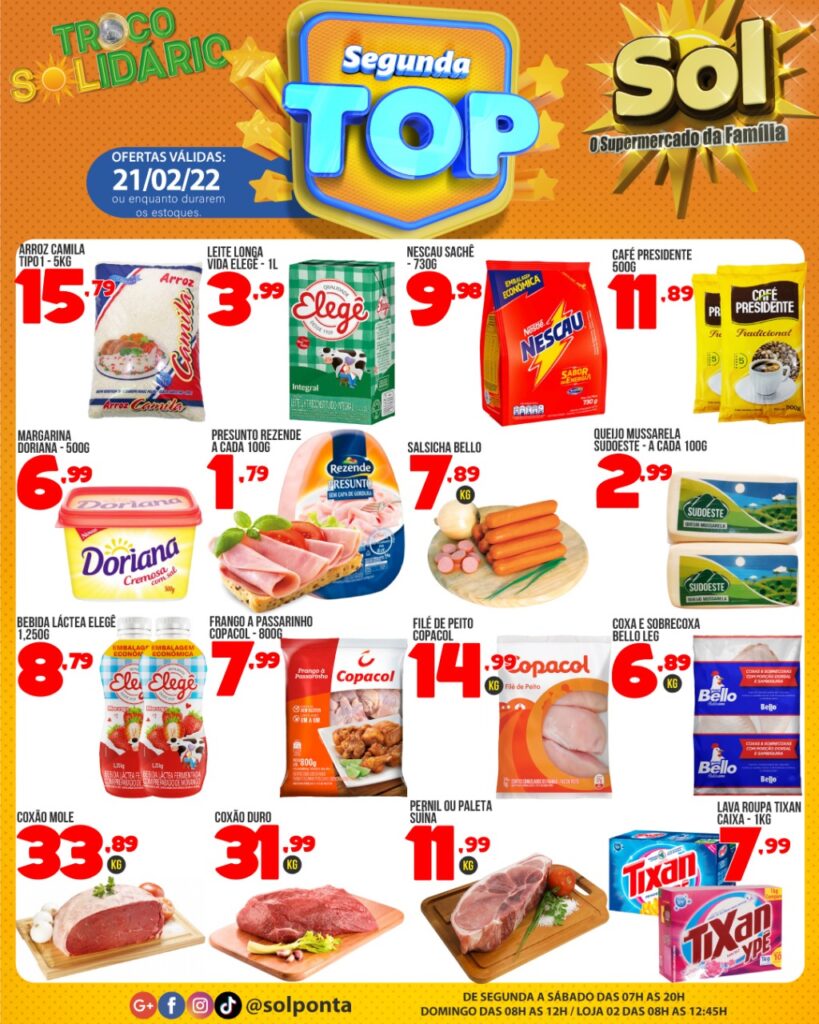 Supermercado Sol e as ofertas da segunda top