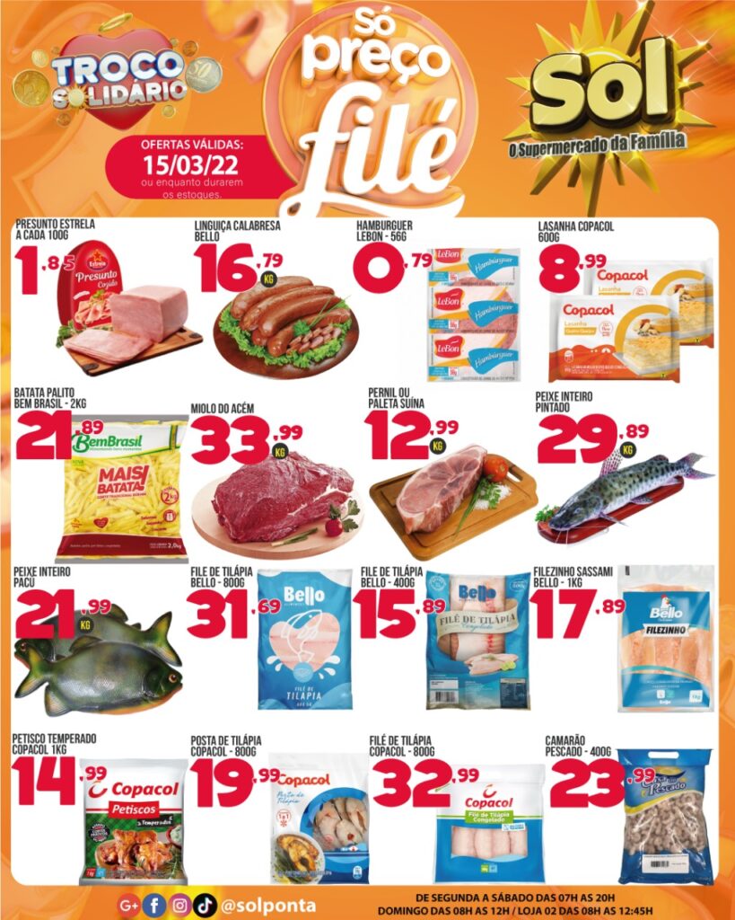 Supermercado Sol e as ofertas da terça só preços filé