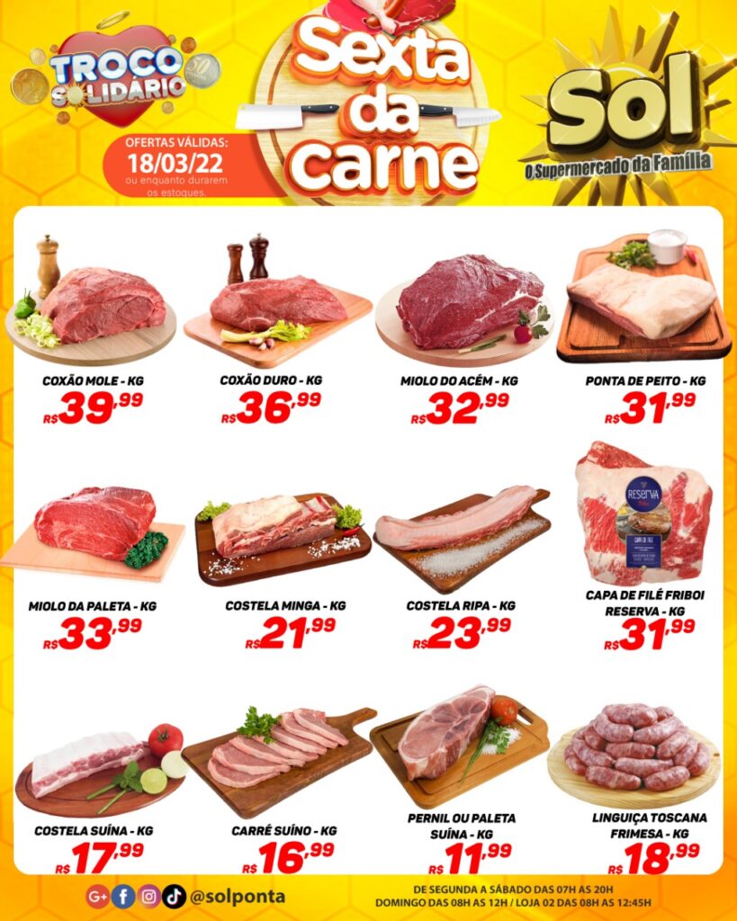 Supermercado Sol e as ofertas da sexta da carne