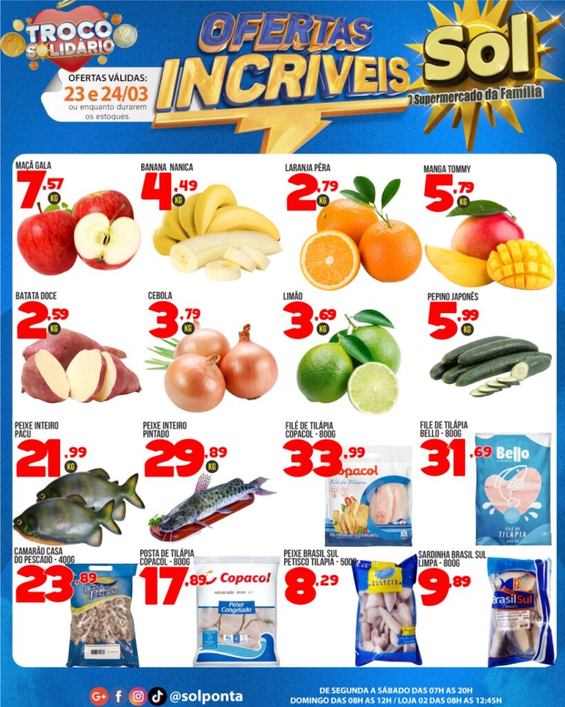 Supermecado Sol e as ofertas da quarta e quinta verde