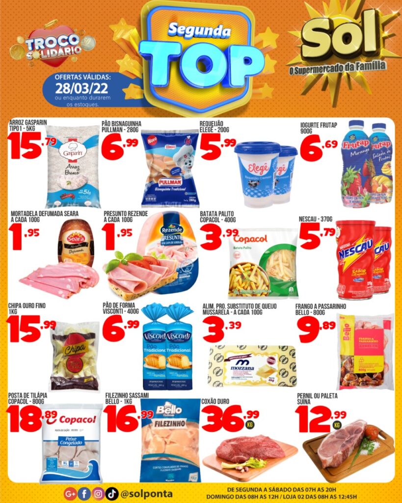 Supermercado Sol e as ofertas da segunda top