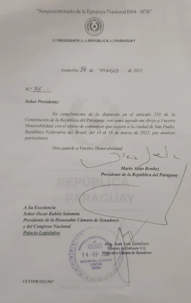 Mario Abdo Benítez viaja a Brasil por motivos personales Mario Abdo Benítez viaja a Brasil por motivos personales