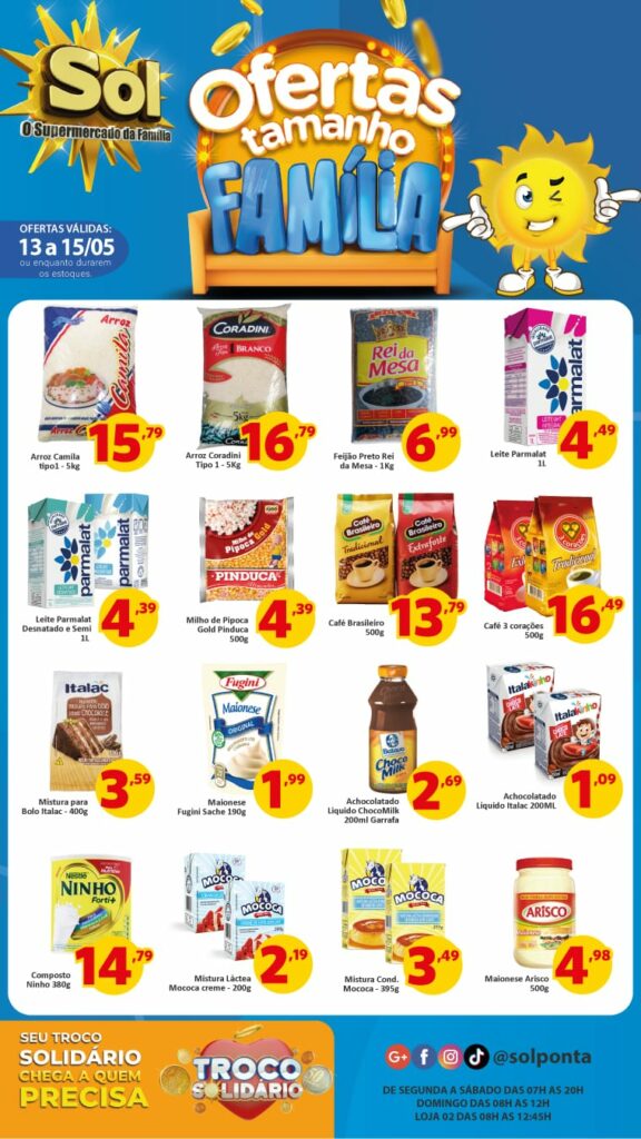 Supermercado Sol e as ofertas tamanho família