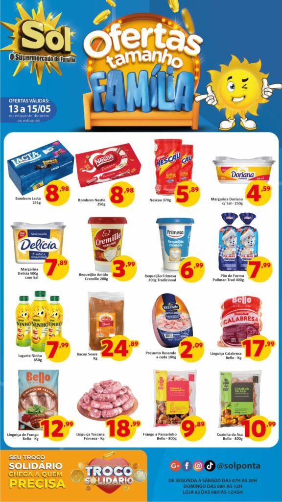 Supermercado Sol e as ofertas tamanho família