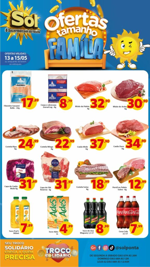 Supermercado Sol e as ofertas tamanho família