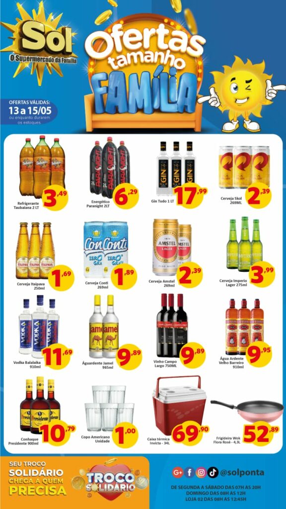 Supermercado Sol e as ofertas tamanho família